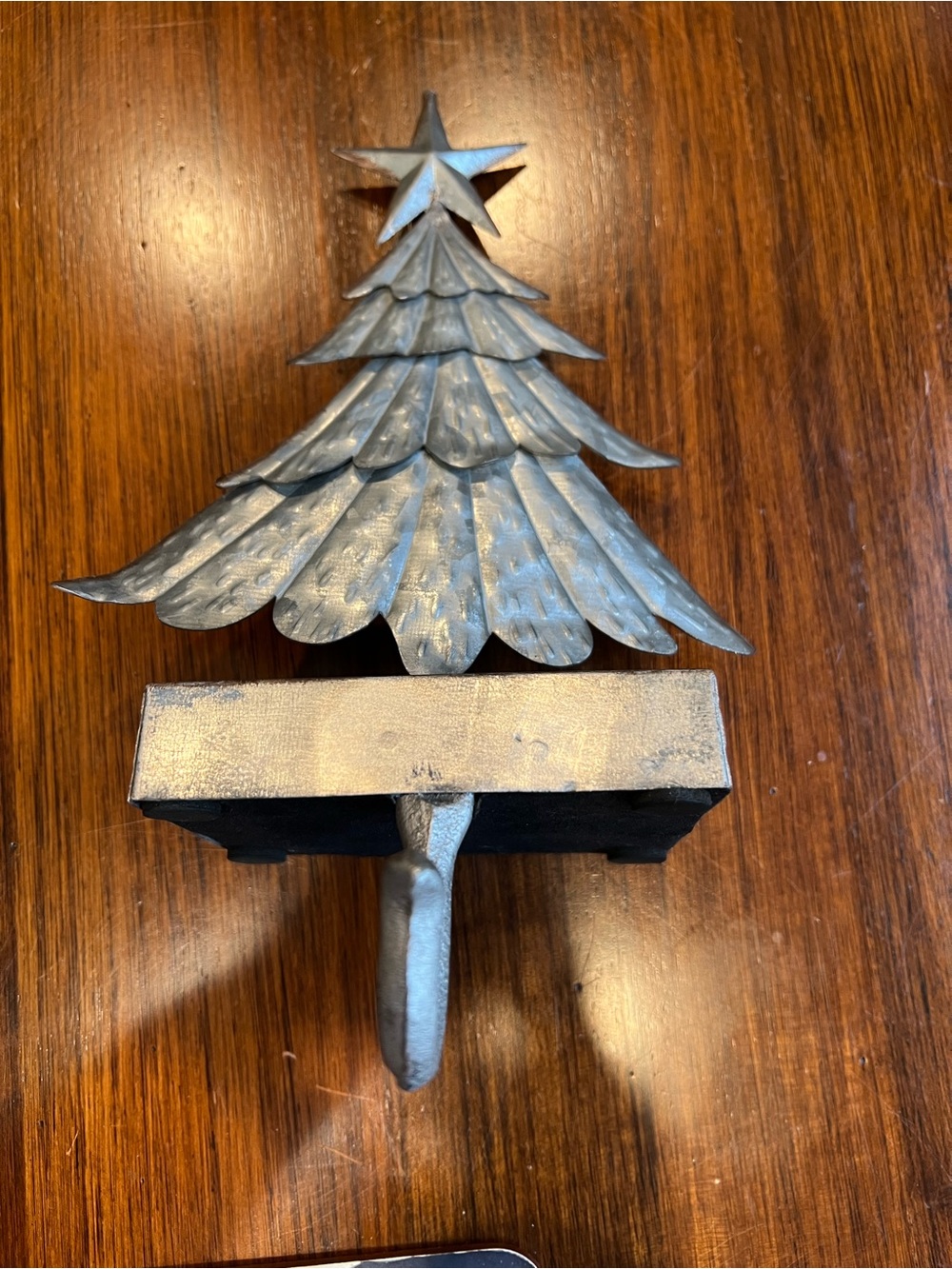 Christmas Tree Metal Heavy Stocking Holder - Silver Finish